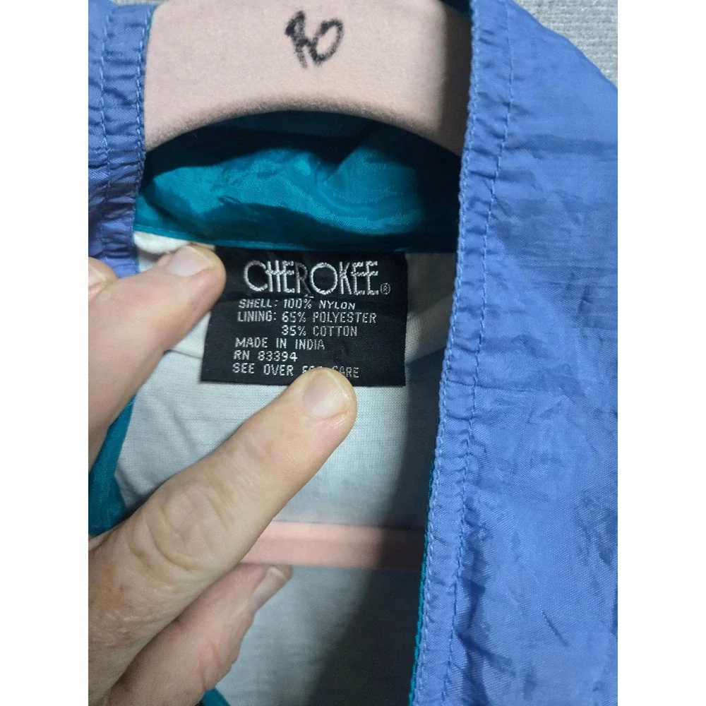 Vintage Cherokee Colorblock Windbreaker Jacket Teal Purple Navy XL 90s Retro
